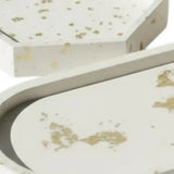 Set of Three Gold And White Resin Handmade Trinket Trays - Homeroots - Flyclothing LLC