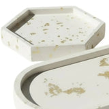 Set of Three Gold And White Resin Handmade Trinket Trays - Homeroots - Flyclothing LLC