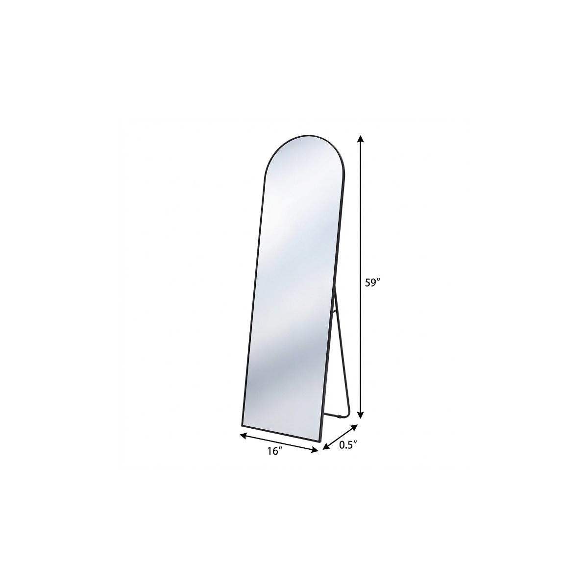 59" Black Aluminum Arch Freestanding And Wall Mounted Framed Full Length Mirror - HomeRoots - Flyclothing LLC
