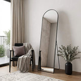 59" Black Aluminum Arch Freestanding And Wall Mounted Framed Full Length Mirror - HomeRoots - Flyclothing LLC