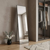 59" Black Aluminum Freestanding And Wall Mounted Framed Full Length Mirror - HomeRoots - Flyclothing LLC