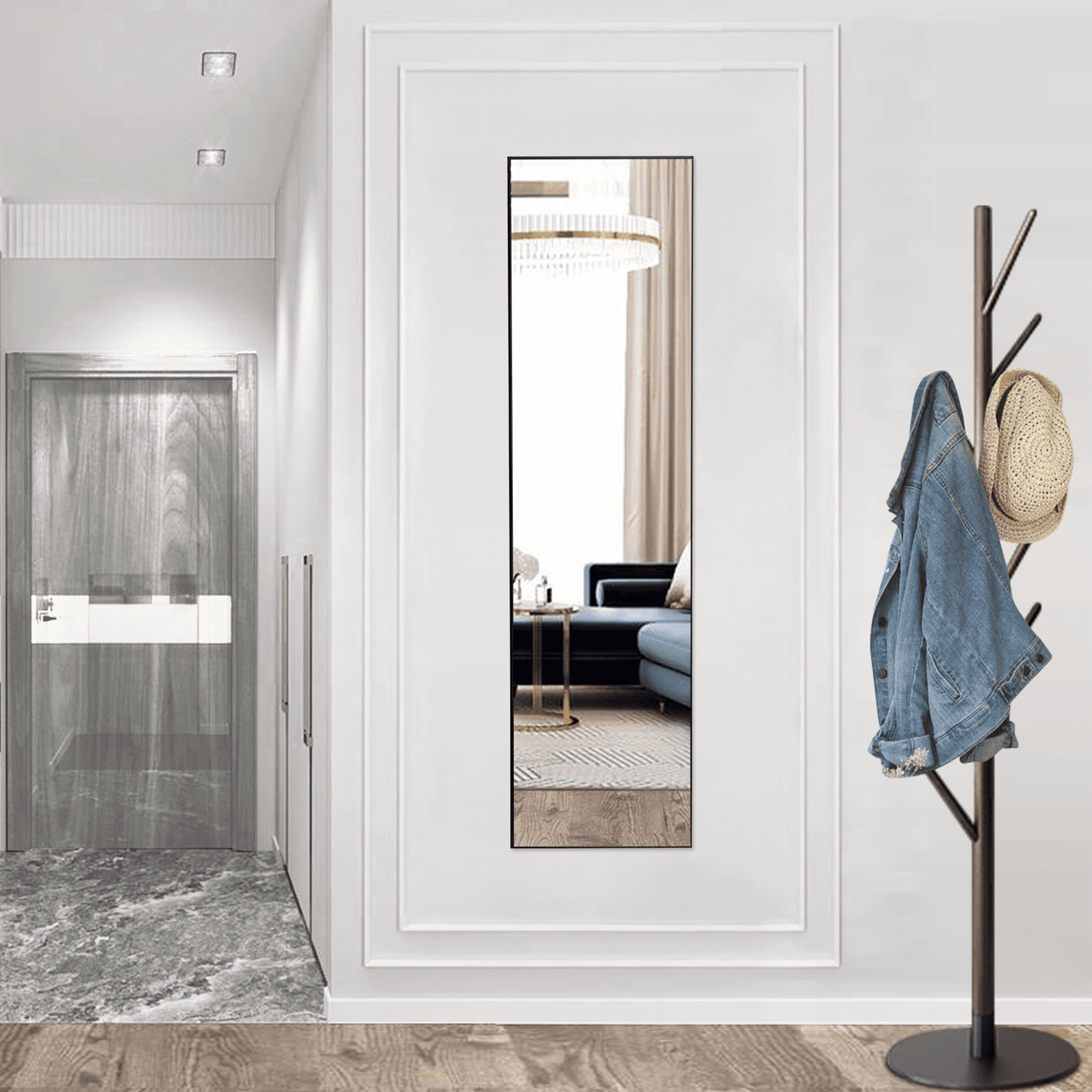 59" Black Aluminum Freestanding And Wall Mounted Framed Full Length Mirror - HomeRoots - Flyclothing LLC
