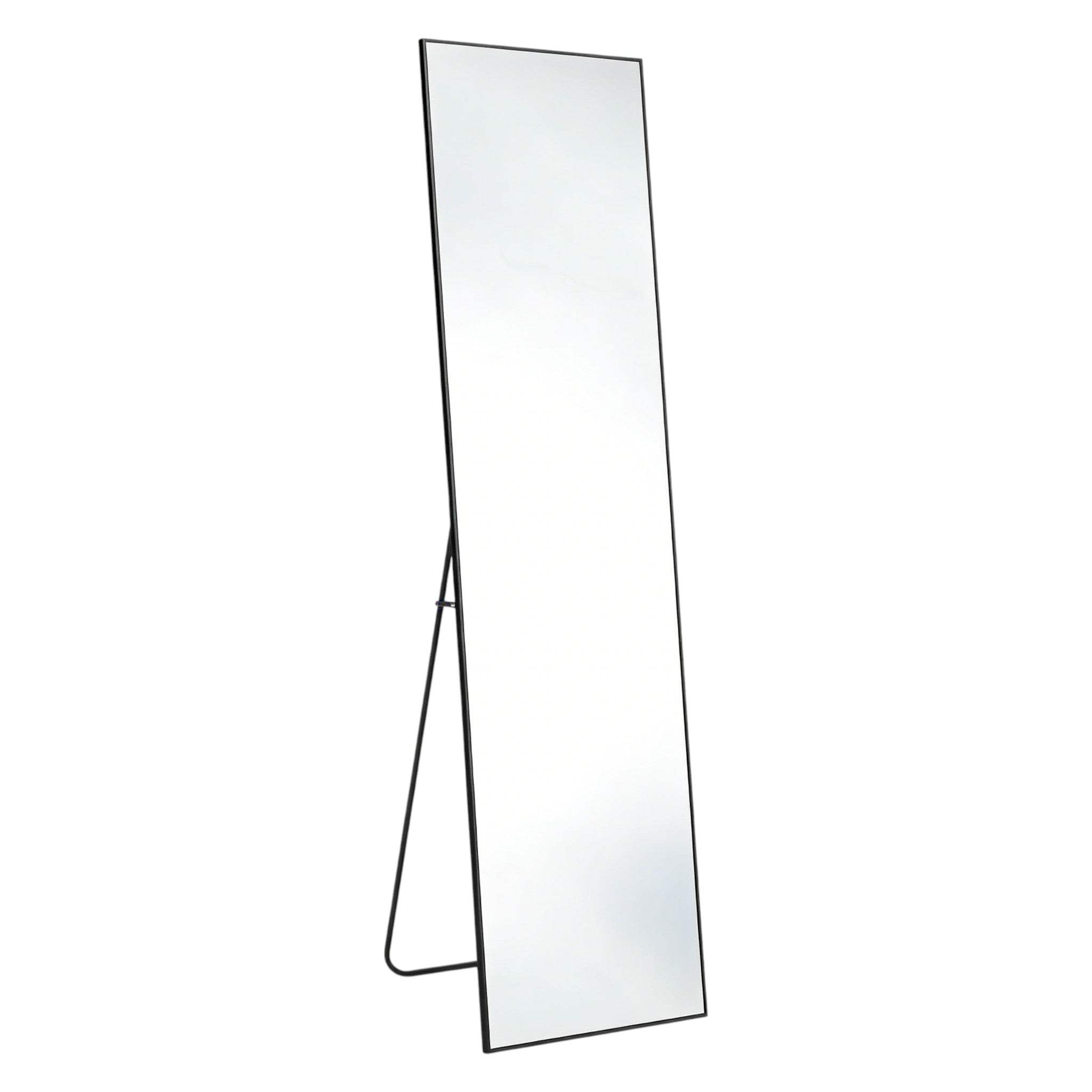 59" Black Aluminum Freestanding And Wall Mounted Framed Full Length Mirror - HomeRoots - Flyclothing LLC