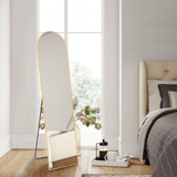 59" Gold Aluminum Arch Freestanding And Wall Mounted Framed Full Length Mirror - HomeRoots - Flyclothing LLC