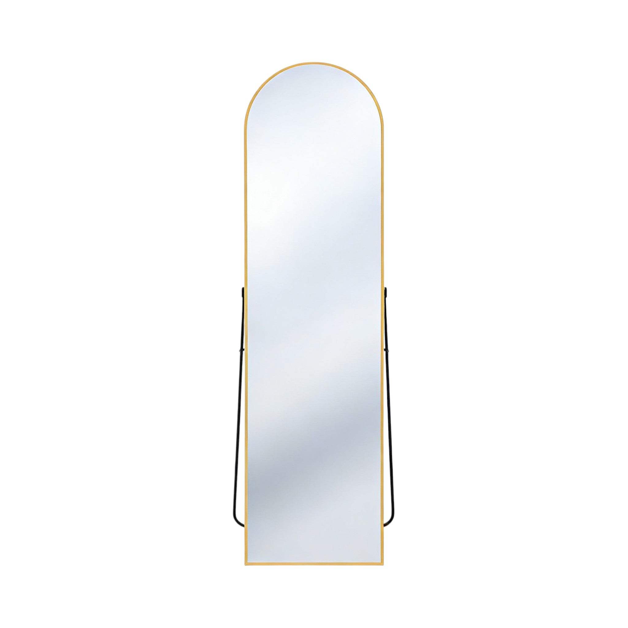 59" Gold Aluminum Arch Freestanding And Wall Mounted Framed Full Length Mirror - HomeRoots - Flyclothing LLC