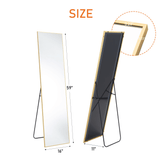 59" Gold Aluminum Freestanding And Wall Mounted Framed Full Length Mirror - HomeRoots - Flyclothing LLC