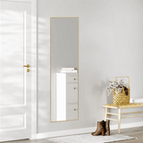 59" Gold Aluminum Freestanding And Wall Mounted Framed Full Length Mirror - HomeRoots - Flyclothing LLC