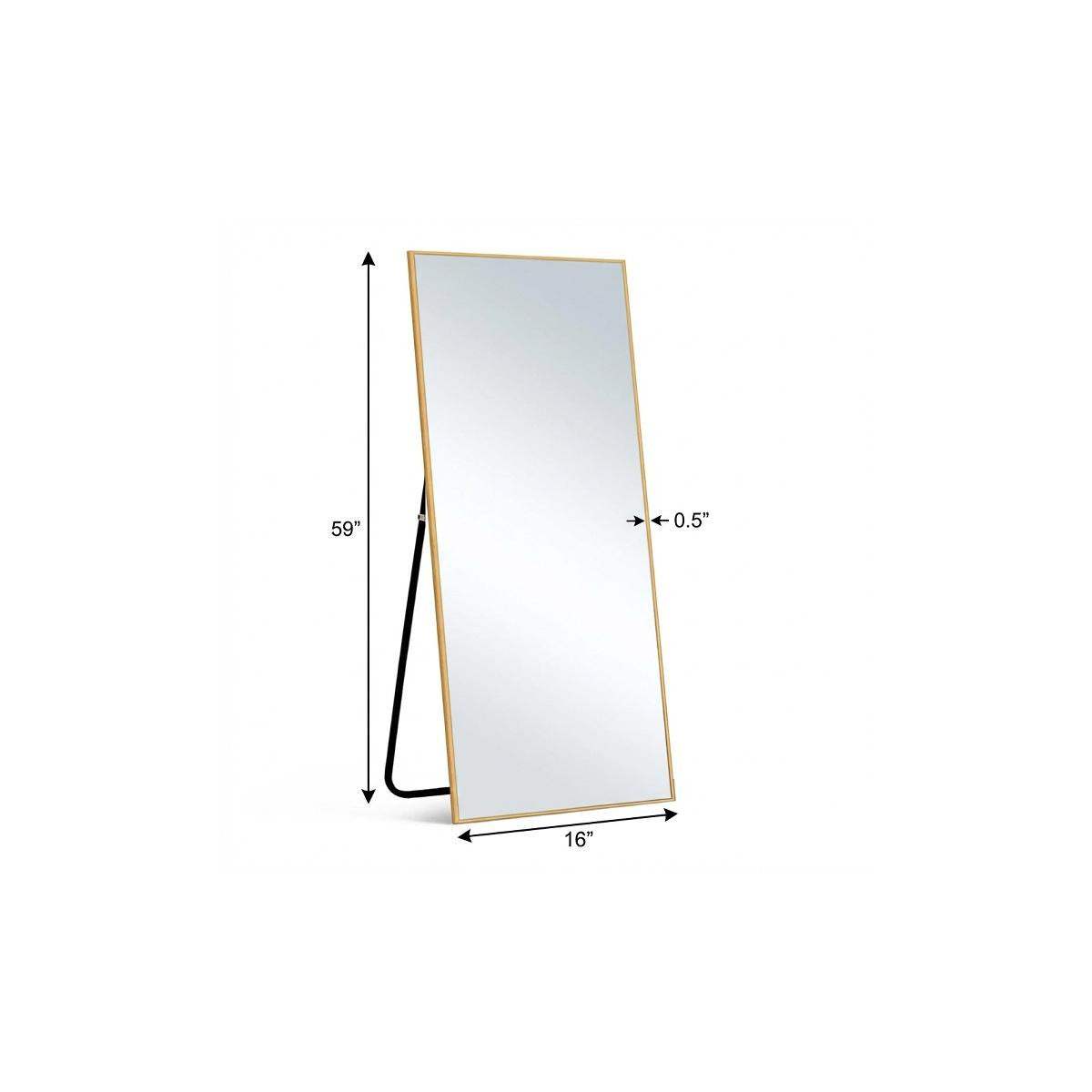 59" Gold Aluminum Freestanding And Wall Mounted Framed Full Length Mirror - HomeRoots - Flyclothing LLC