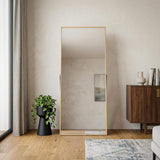59" Gold Aluminum Freestanding And Wall Mounted Framed Full Length Mirror - HomeRoots - Flyclothing LLC