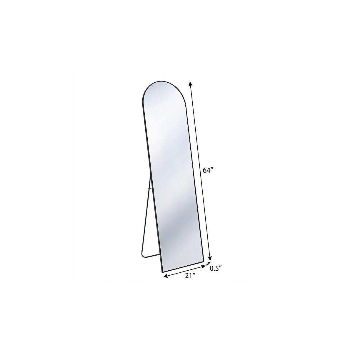 64" Black Aluminum Arch Freestanding And Wall Mounted Framed Full Length Mirror - HomeRoots - Flyclothing LLC