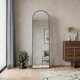 64" Black Aluminum Arch Freestanding And Wall Mounted Framed Full Length Mirror - HomeRoots - Flyclothing LLC