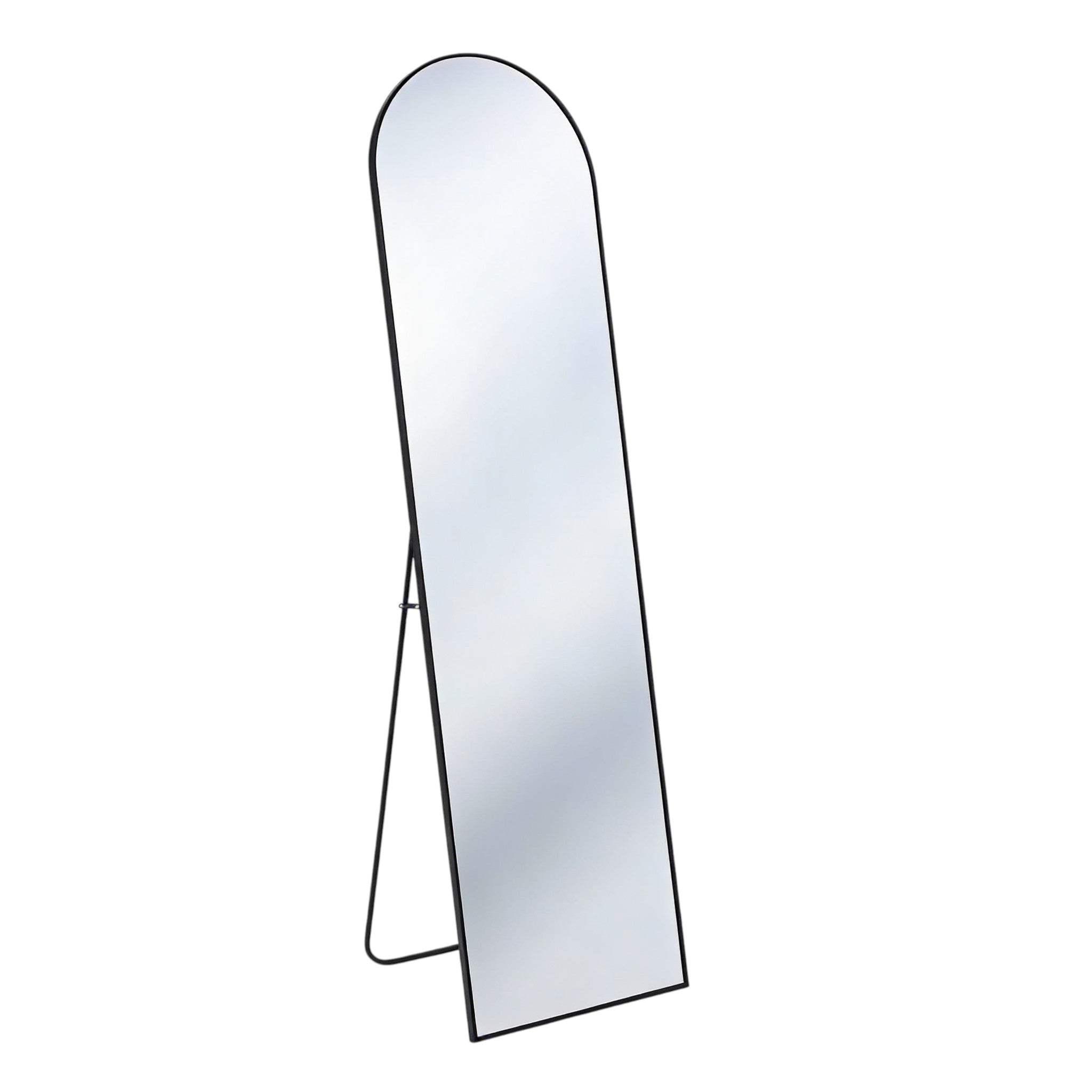 64" Black Aluminum Arch Freestanding And Wall Mounted Framed Full Length Mirror - HomeRoots - Flyclothing LLC