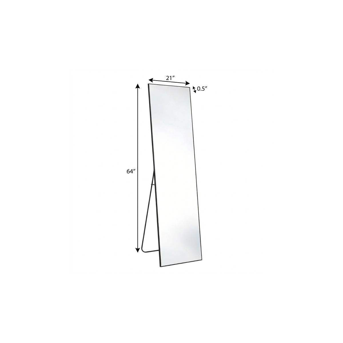 64" Black Aluminum Freestanding And Wall Mounted Framed Full Length Mirror - HomeRoots - Flyclothing LLC