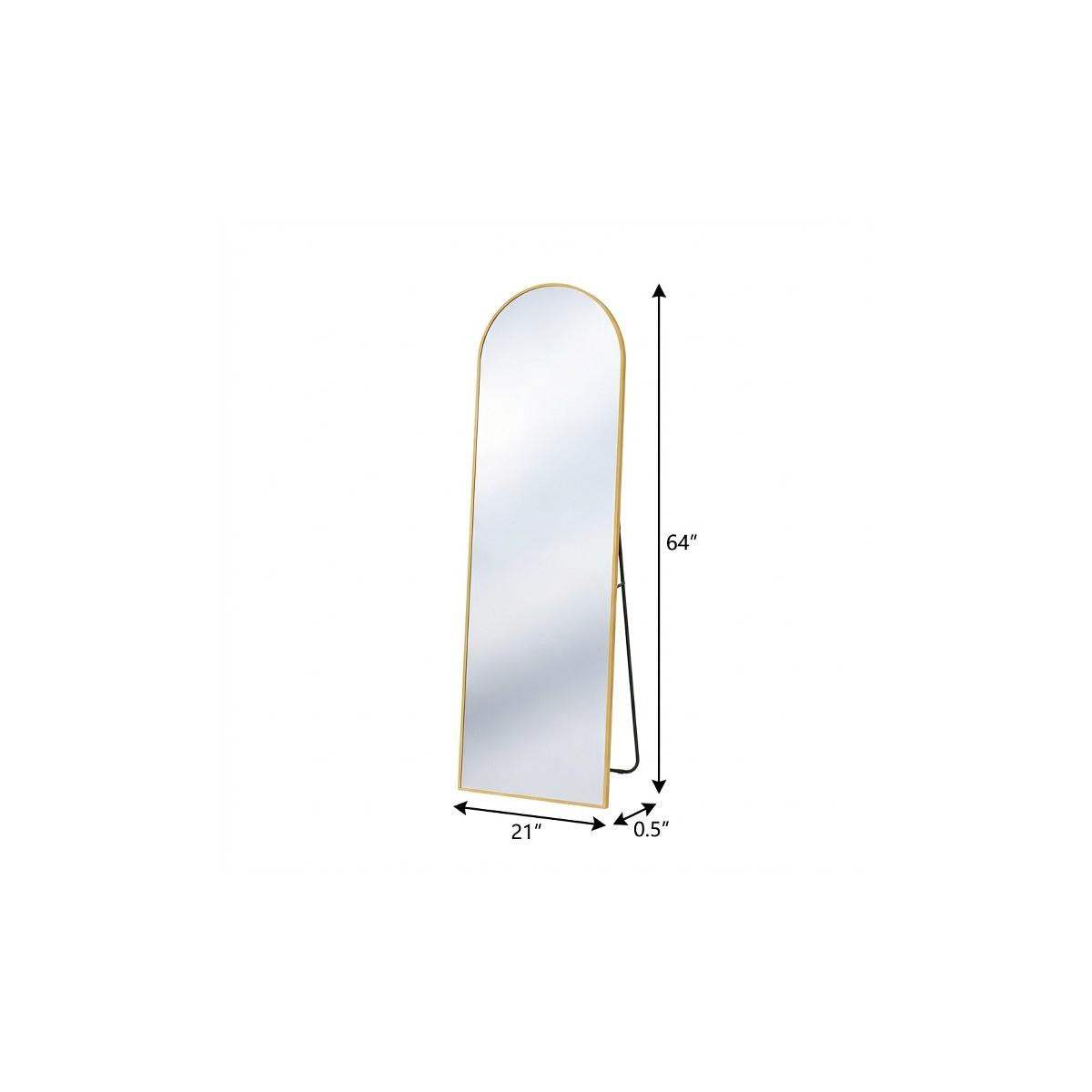 64" Gold Aluminum Arch Freestanding And Wall Mounted Framed Full Length Mirror - HomeRoots - Flyclothing LLC