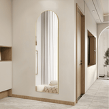 64" Gold Aluminum Arch Freestanding And Wall Mounted Framed Full Length Mirror - HomeRoots - Flyclothing LLC
