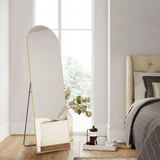 64" Gold Aluminum Arch Freestanding And Wall Mounted Framed Full Length Mirror - HomeRoots - Flyclothing LLC