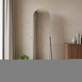 64" Gold Aluminum Arch Freestanding And Wall Mounted Framed Full Length Mirror - HomeRoots - Flyclothing LLC