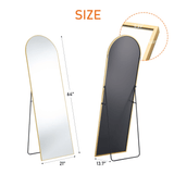 64" Gold Aluminum Arch Freestanding And Wall Mounted Framed Full Length Mirror - HomeRoots - Flyclothing LLC