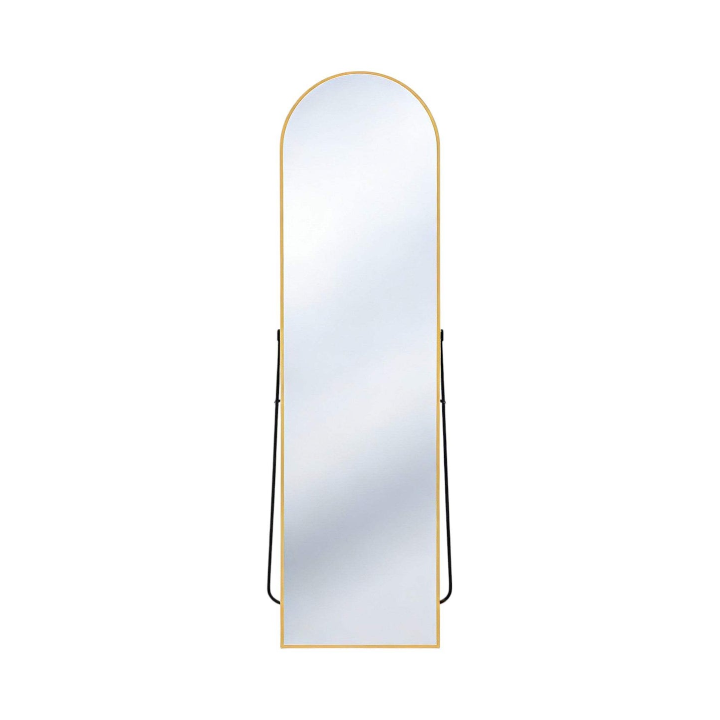 64" Gold Aluminum Arch Freestanding And Wall Mounted Framed Full Length Mirror - HomeRoots - Flyclothing LLC