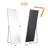 64" Gold Aluminum Freestanding And Wall Mounted Framed Full Length Mirror - HomeRoots - Flyclothing LLC