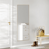64" Gold Aluminum Freestanding And Wall Mounted Framed Full Length Mirror - HomeRoots - Flyclothing LLC