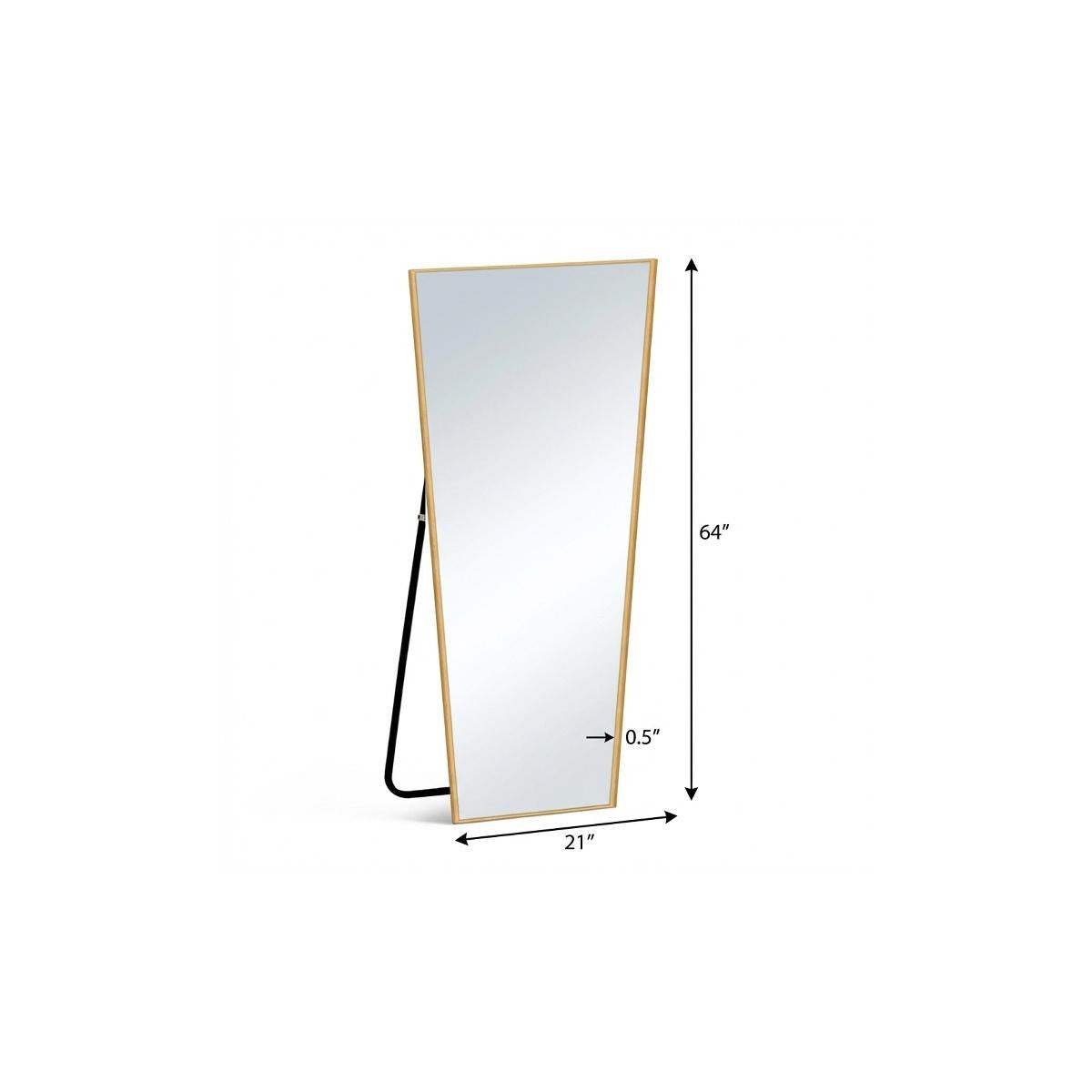 64" Gold Aluminum Freestanding And Wall Mounted Framed Full Length Mirror - HomeRoots - Flyclothing LLC