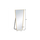64" Gold Aluminum Freestanding And Wall Mounted Framed Full Length Mirror - HomeRoots - Flyclothing LLC