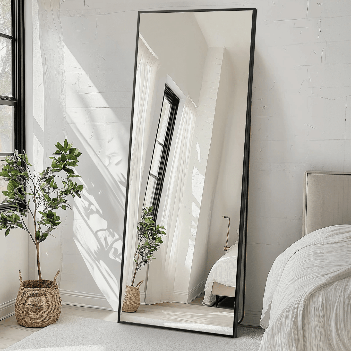 70" Black Aluminum Freestanding And Wall Mounted Framed Full Length Mirror - HomeRoots - Flyclothing LLC