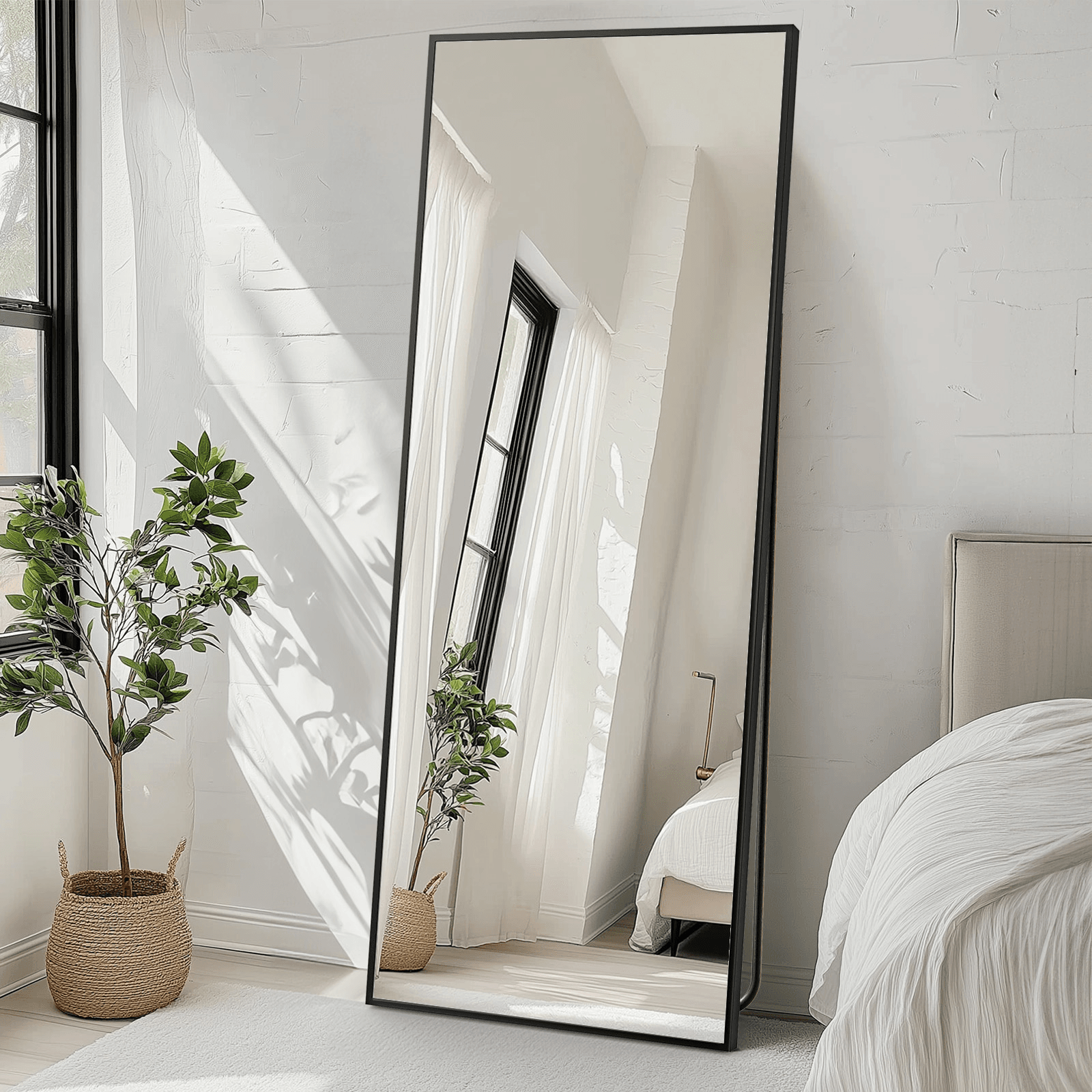 70" Black Aluminum Freestanding And Wall Mounted Framed Full Length Mirror - HomeRoots - Flyclothing LLC