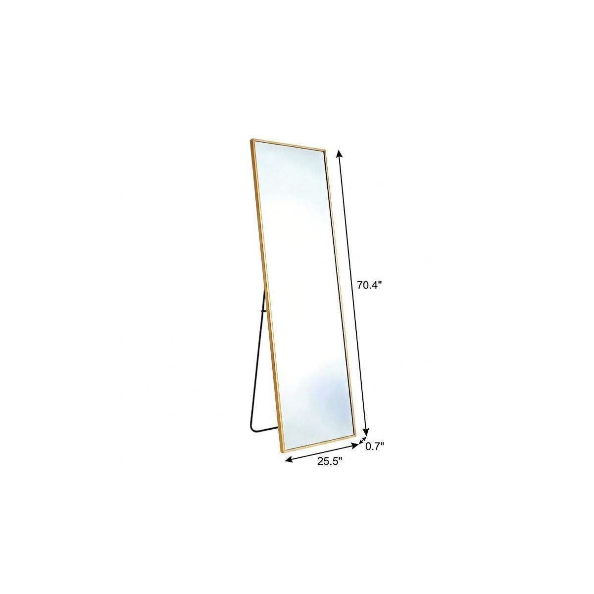 70" Gold Aluminum Freestanding And Wall Mounted Framed Full Length Mirror - HomeRoots - Flyclothing LLC