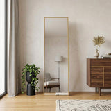 70" Gold Aluminum Freestanding And Wall Mounted Framed Full Length Mirror - HomeRoots - Flyclothing LLC