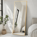 70" Gold Aluminum Freestanding And Wall Mounted Framed Full Length Mirror - HomeRoots - Flyclothing LLC