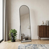 70" Black Aluminum Arch Freestanding And Wall Mounted Framed Full Length Mirror - HomeRoots - Flyclothing LLC