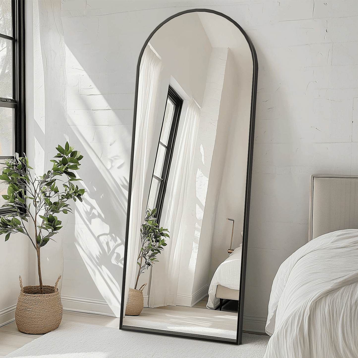 70" Black Aluminum Arch Freestanding And Wall Mounted Framed Full Length Mirror - HomeRoots - Flyclothing LLC