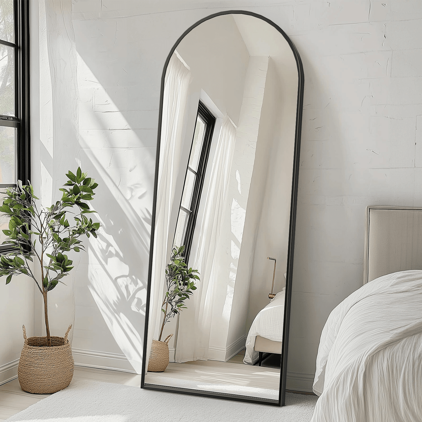 70" Black Aluminum Arch Freestanding And Wall Mounted Framed Full Length Mirror - HomeRoots - Flyclothing LLC