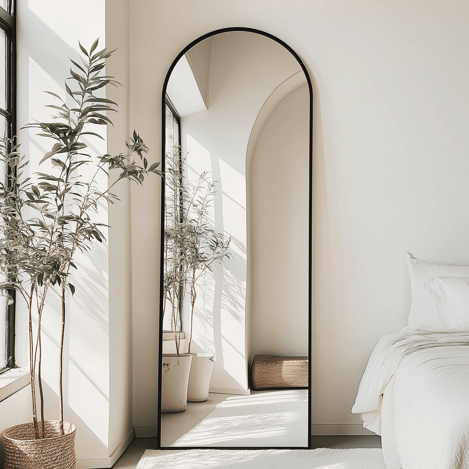 70" Black Aluminum Arch Freestanding And Wall Mounted Framed Full Length Mirror - HomeRoots - Flyclothing LLC