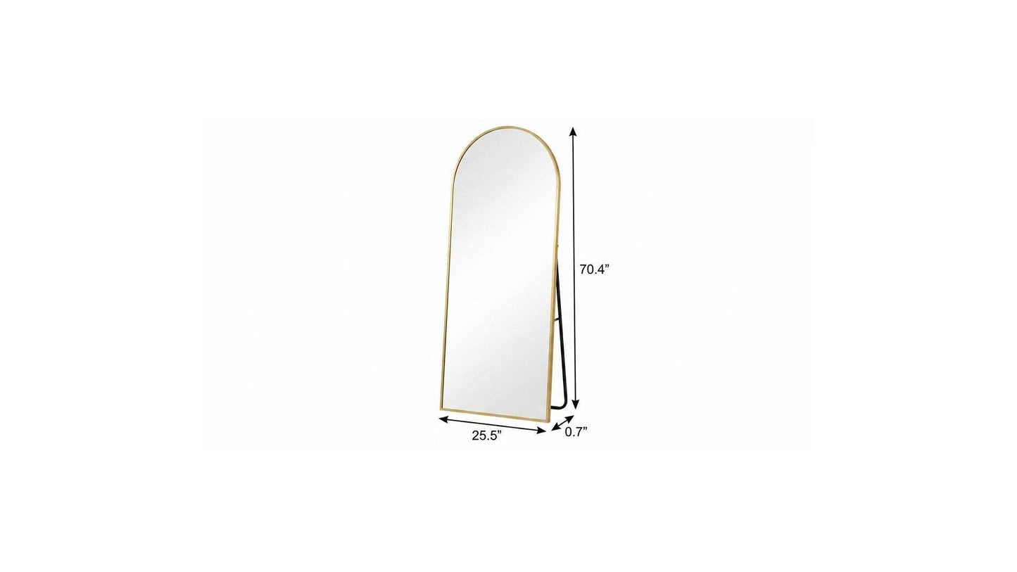 70" Gold Aluminum Arch Freestanding And Wall Mounted Framed Full Length Mirror - HomeRoots - Flyclothing LLC