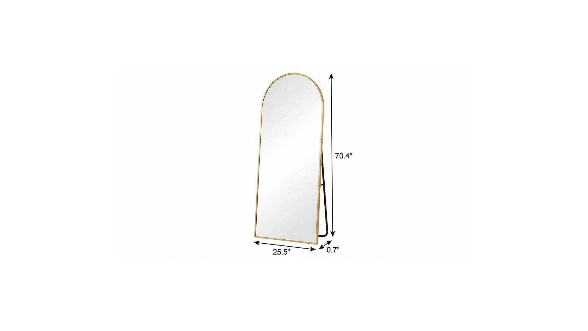 70" Gold Aluminum Arch Freestanding And Wall Mounted Framed Full Length Mirror - HomeRoots - Flyclothing LLC
