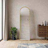 70" Gold Aluminum Arch Freestanding And Wall Mounted Framed Full Length Mirror - HomeRoots - Flyclothing LLC