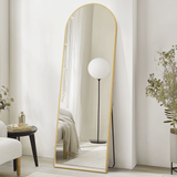 70" Gold Aluminum Arch Freestanding And Wall Mounted Framed Full Length Mirror - HomeRoots - Flyclothing LLC