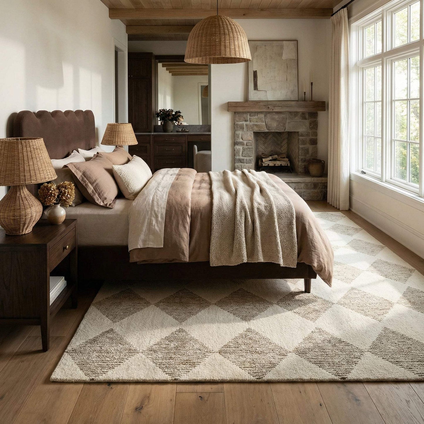 10' X 14' Brown And Beige Geometric Area Rug - HomeRoots - Flyclothing LLC
