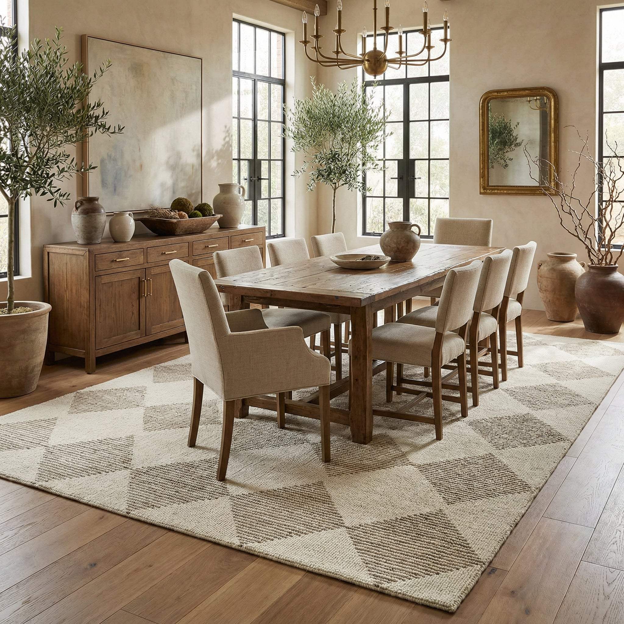 10' X 14' Brown And Beige Geometric Area Rug - HomeRoots - Flyclothing LLC