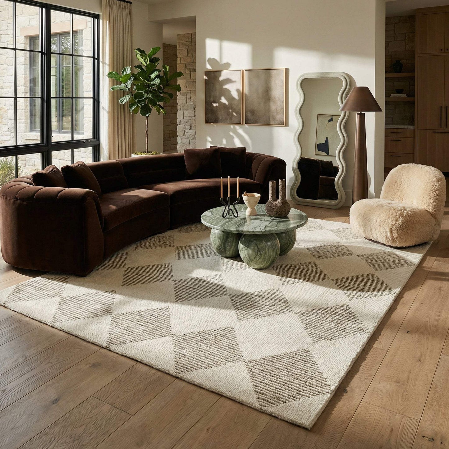 10' X 14' Brown And Beige Geometric Area Rug - HomeRoots - Flyclothing LLC
