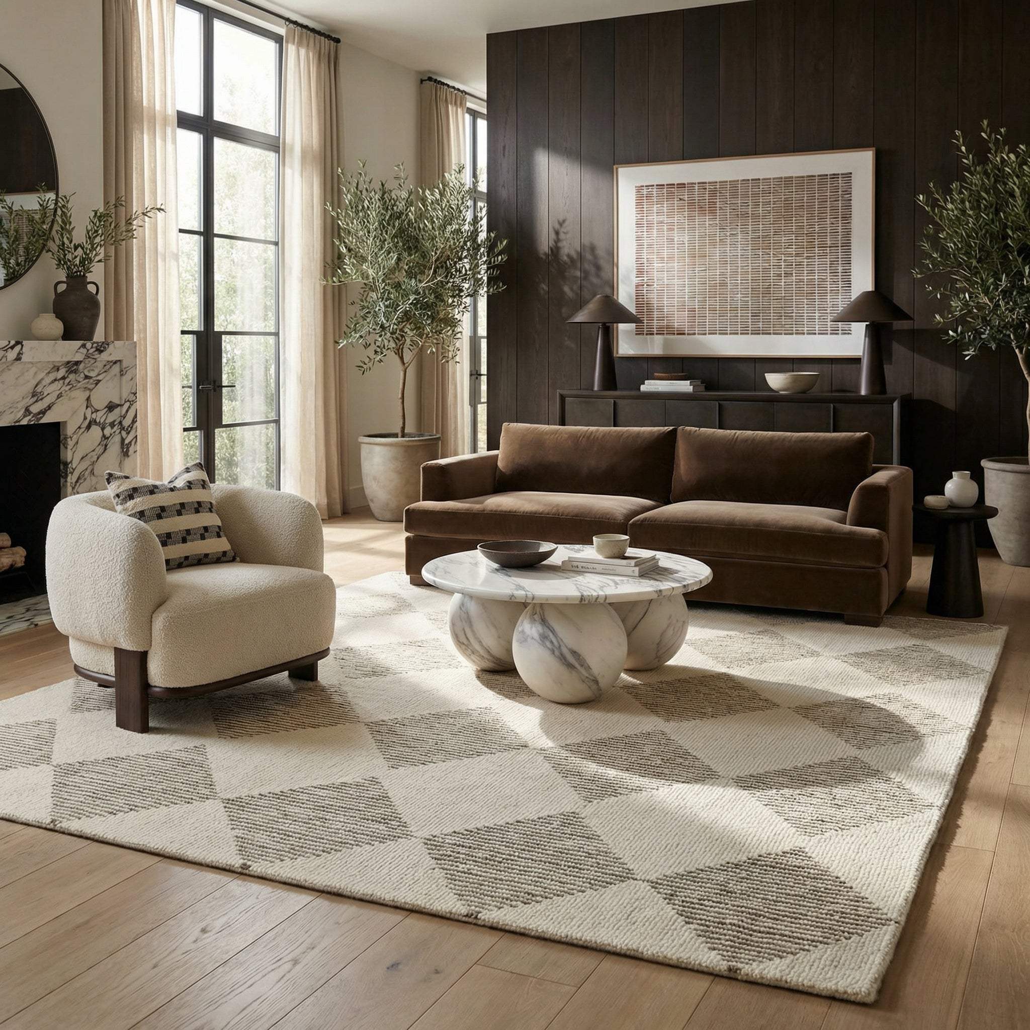 10' X 14' Brown And Beige Geometric Area Rug - HomeRoots - Flyclothing LLC