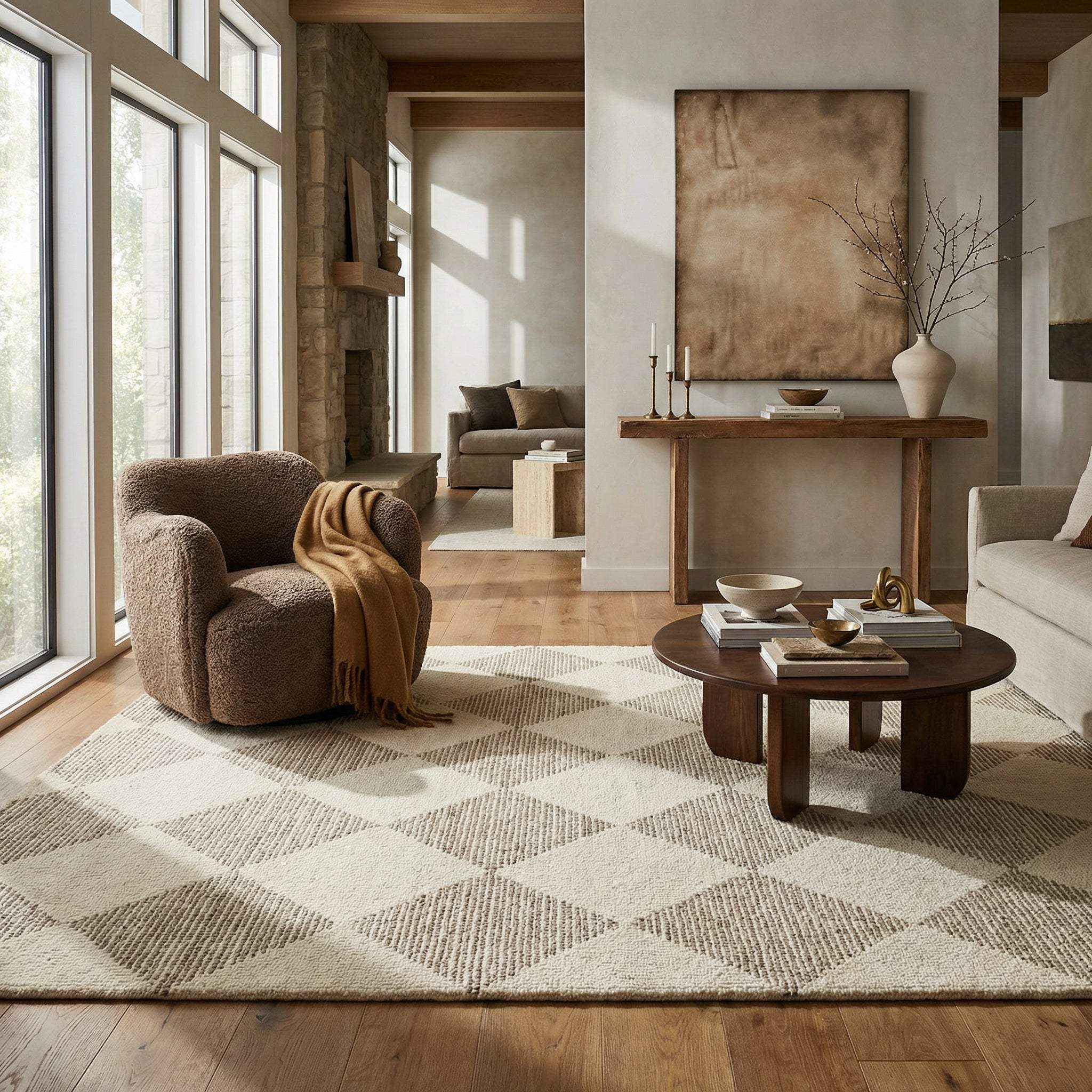 10' X 14' Brown And Beige Geometric Area Rug - HomeRoots - Flyclothing LLC