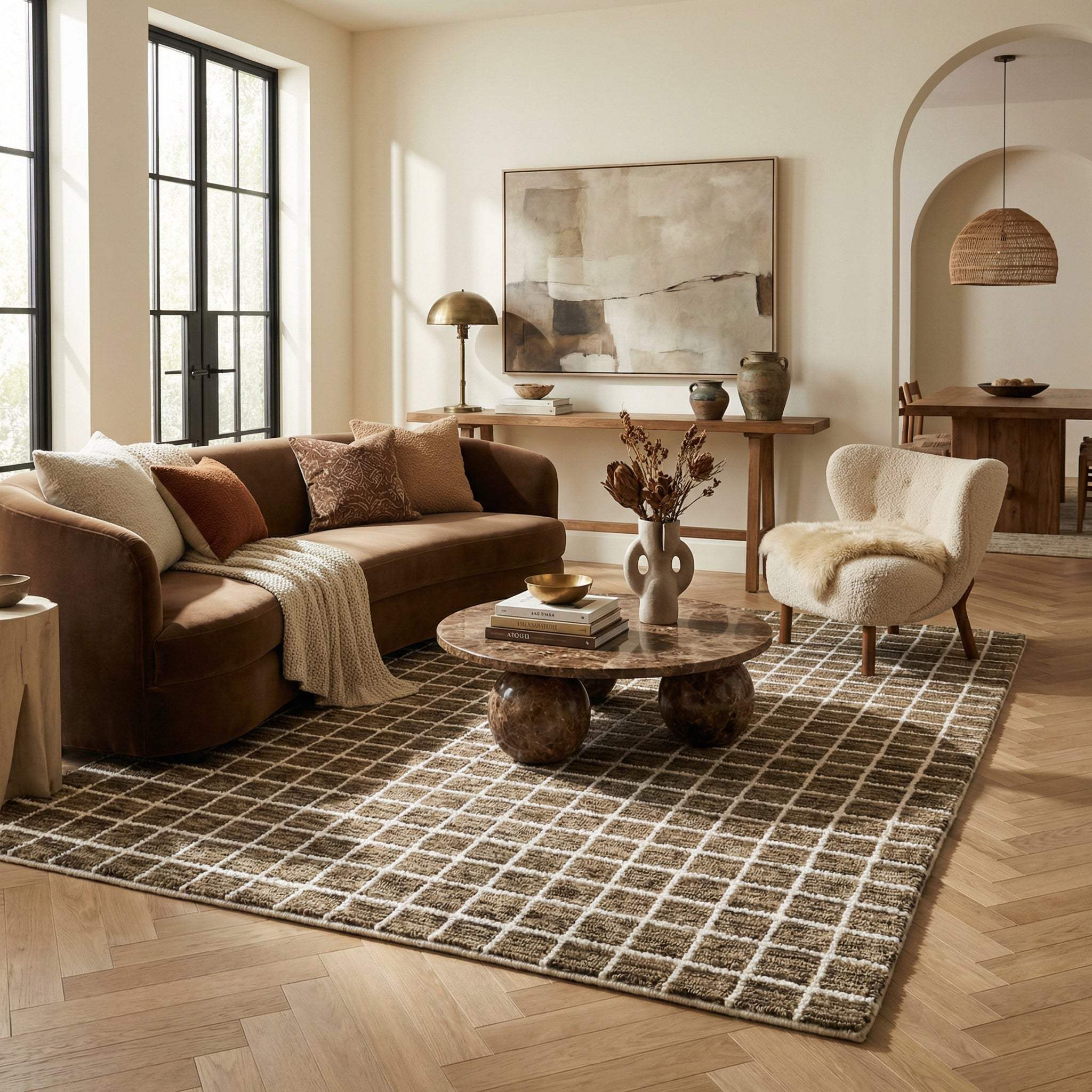 10' X 14' Brown And Gray Geometric Area Rug - HomeRoots - Flyclothing LLC