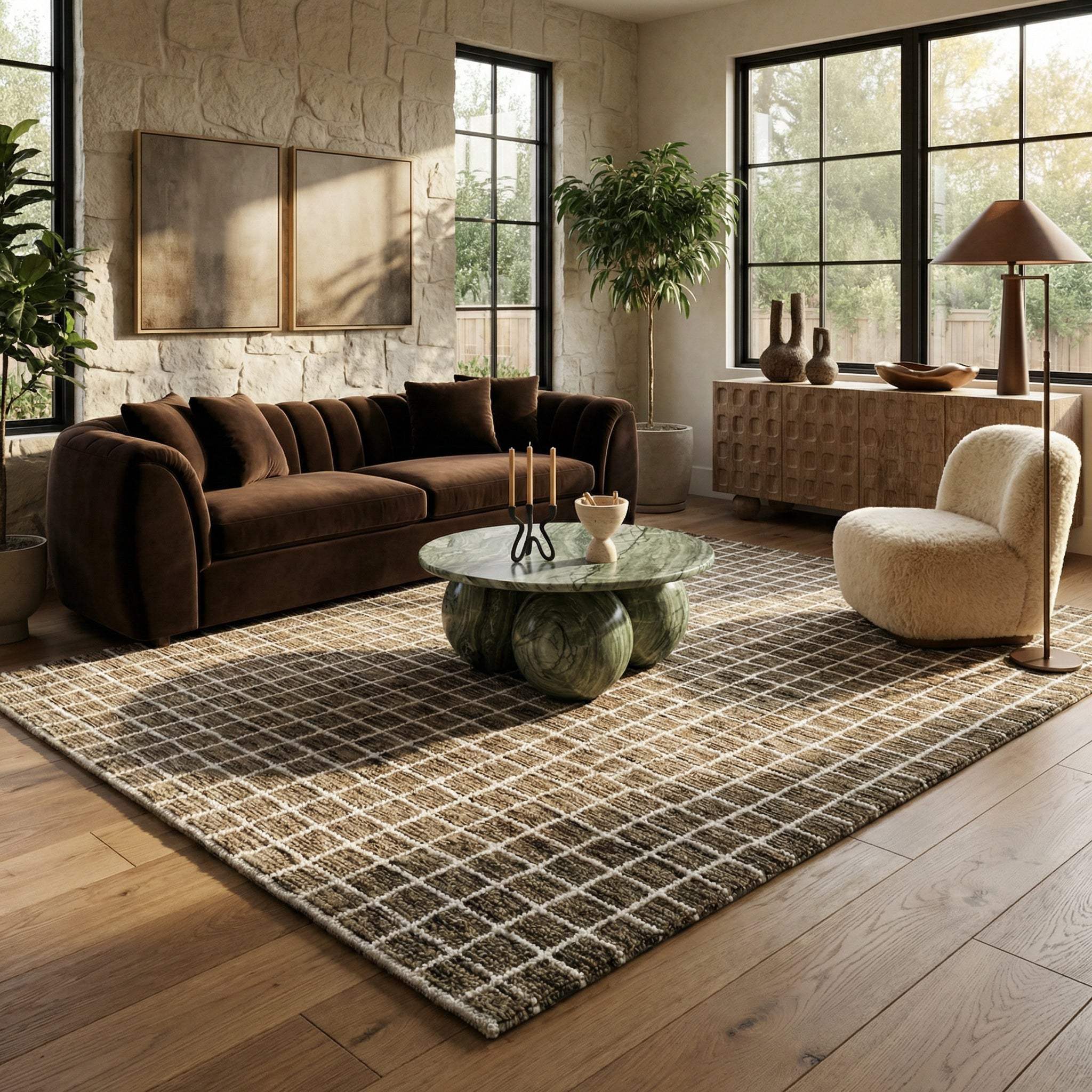 10' X 14' Brown And Gray Geometric Area Rug - HomeRoots - Flyclothing LLC