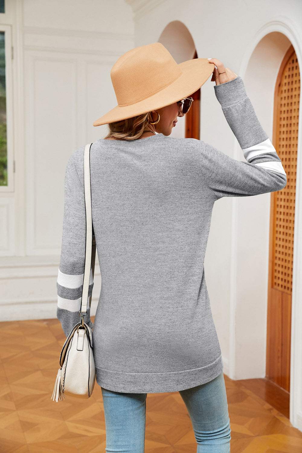 Round Neck Long Sleeve Top - Trendsi - Flyclothing LLC