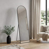 56" Black Aluminum Arch Freestanding And Wall Mounted Framed Full Length Mirror - HomeRoots - Flyclothing LLC