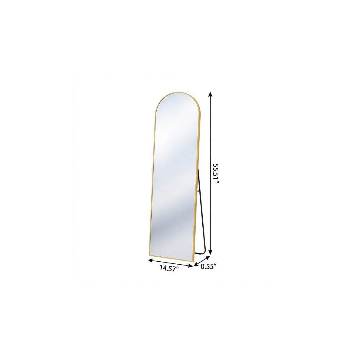 56" Gold Aluminum Arch Freestanding And Wall Mounted Framed Full Length Mirror - HomeRoots - Flyclothing LLC